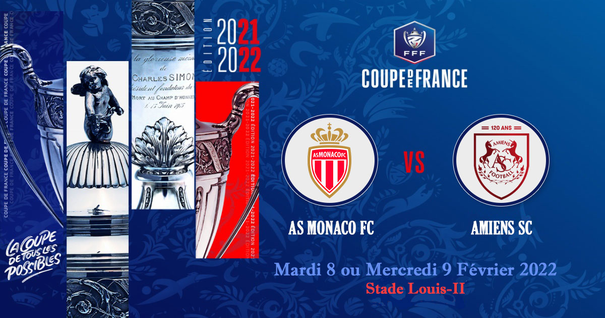 Monaco recevra Amiens en quart de la Coupe de France